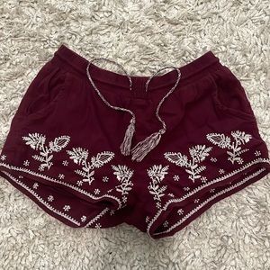Maroon shorts with embroidered flowers from mudd in size juniors small